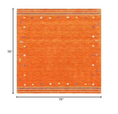 SAFAVIEH Himalaya Collection Area Rug - 6' Square, Rust, Handmade Boho Tribal Wool, Ideal for High Traffic Areas in Living Room, Bedroom (HIM563P) - color: Rust, size: 6' x 6' (Square)