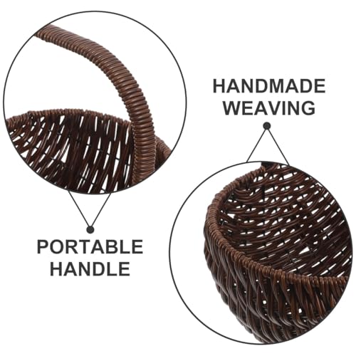 Healifty Vintage Picnic Basket Hand Woven Brown 9.82 X 9.63 X 7.47 in