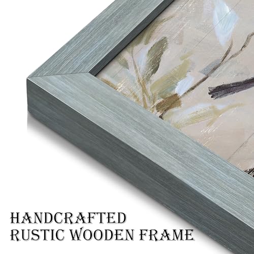 Spring Bird Scene Chickadees Rustic Framed Wall Art, 16" Lx11 W - color: Chickadees on Soft Pastel, size: 16"L x 11"W