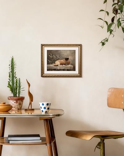 VIYYIEA Gold Framed Christian Olive Branch Canvas Wall Art, 13×16 Inch - color: Bread Wine Still Life, size: 16"L x 13"W