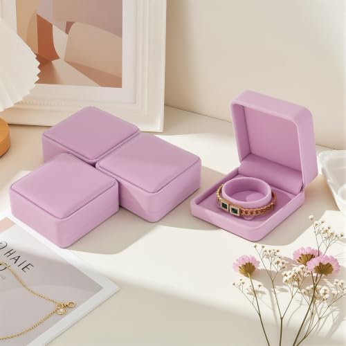 KUKUVR 4 Pcs Velvet Bracelet Gift Box, Jewelry Storage Holder Case for Bangle Anklet beaded bracelet Birthday Anniversary, Gift for Women (Pink) - color: Pink