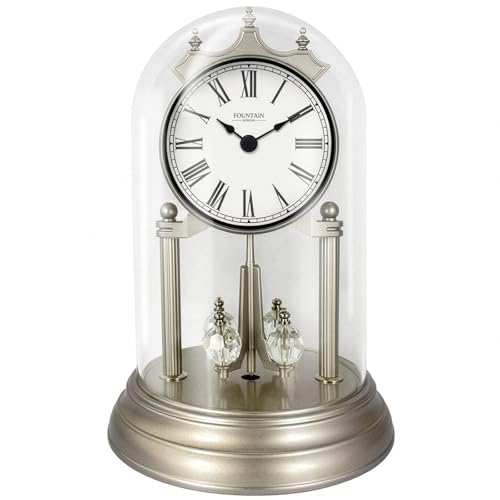9" Genevieve Mantel Clock with Revolving Pendulum, Silver - color: Morning Sliver
