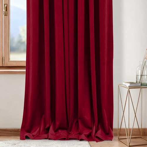 NICETOWN Burgundy Red Velvet Curtains 72 inch Long, 42" W x 72" L, 2 Panels - color: Burgundy Red, size: 42"W x 72"L (Pack of 2)
