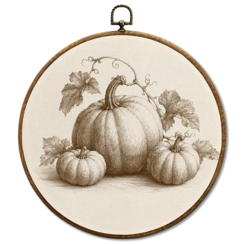 JUIOEIU Vintage Fall Sketch Pumpkin Botanical Round Wall Decor 1001 - color: Sketch pumpkin