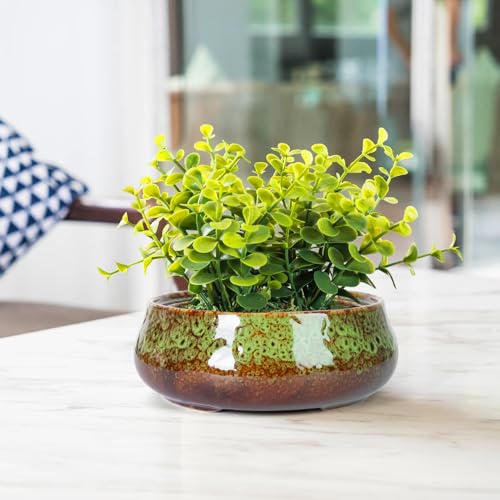 ARTKETTY Succulent Pots, 8 Inch Large Plant Pots with Drainage - color: Green