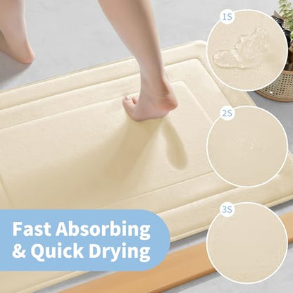Cupic Cupid Memory Foam Bath Mat 20"×32", Non Slip Bathroom Rugs, Cream - color: Cream, size: 1'8" x 2'8" (20" x 32")