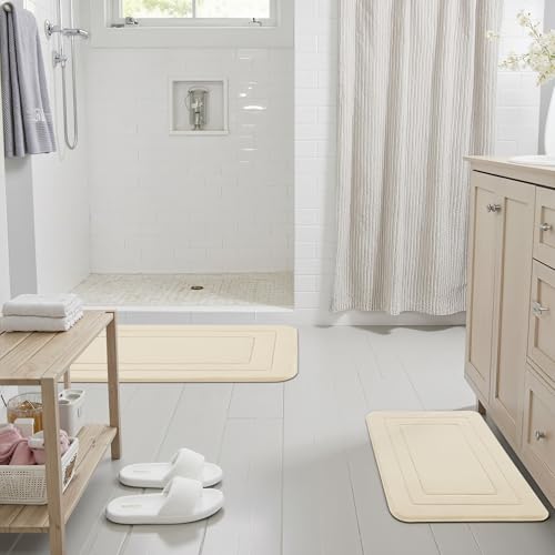 Cupic Cupid Memory Foam Bath Mat 20"×32", Non Slip Bathroom Rugs, Cream - color: Cream, size: 1'8" x 2'8" (20" x 32")