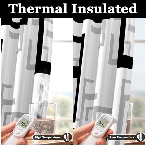 Black and White Modern Blackout Curtains, 52 x 96 Inch, Grommet, 2 Panels - color: P2-black, size: 52"W x 96"L (Pack of 2)