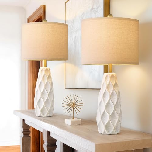 27.5" Ceramic Table Lamps for Living Room Bedroom Lamps Set of 2 Modern - color: White, size: Large - 27.5’‘