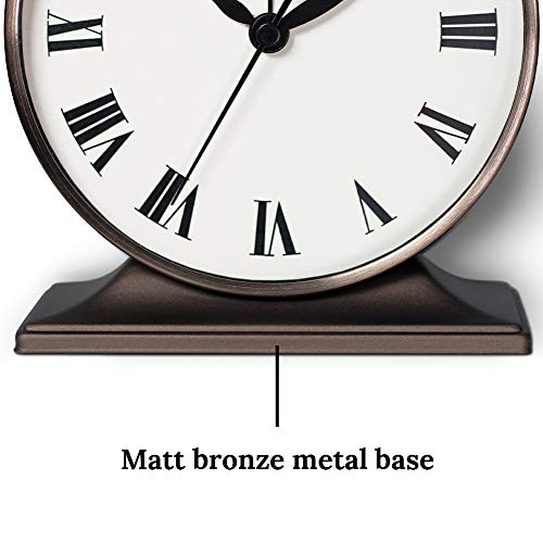 Presentime Lewis Mantel Alarm Clock - color: Copper Finish, size: 5.5*5 inch