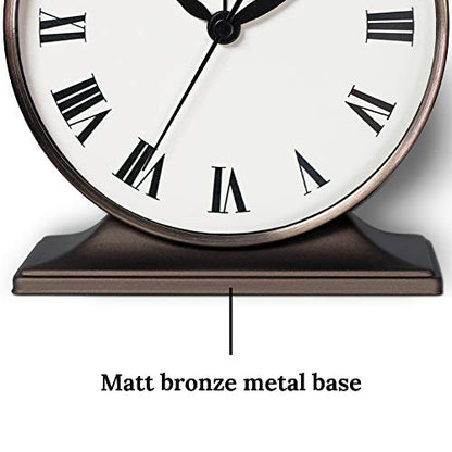 Presentime Lewis Mantel Alarm Clock - color: Copper Finish, size: 5.5*5 inch