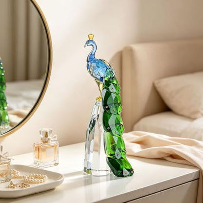 DOJOZ Crystal Peacock Figurine Handmade Art Animal Home Decor Statue Home Decoration