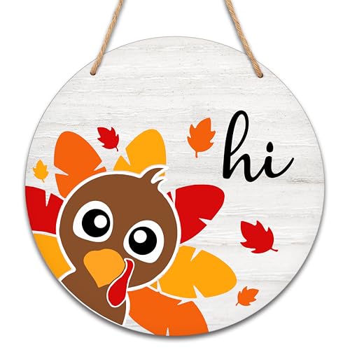 Thanksgiving Wooden Sign for Front Door Decor, Thanksgiving Gifts for Women Men, Fall Door Decorations Wall Art, 8" Round Plaque Hanging Door Sign for Home Party Supplies - A07 - style: Round Plaque Hanging Door Sign 1