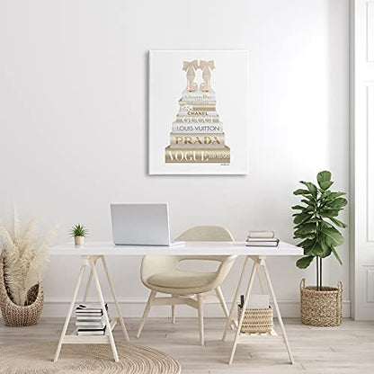 Cream Bow Heels Glam Bookstack, 30 x 40 Inch Canvas Wall Art - color: Glam Couture Heels, size: 40"L x 30"W