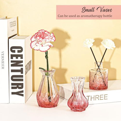 Set of 36 Glass Bud Vases Small Flower Vases for Centerpieces(Pink) - color: Pink