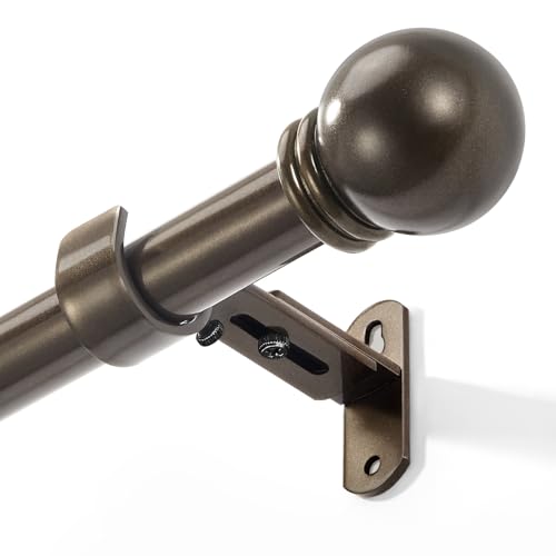 Curtain Rods for Windows 16-48", 1 In Brown Curtain Rod, 1 Pack - color: Brown, size: 48" - 1'' rod - 1 Pack