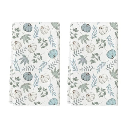 Artoid Mode Blue Leaves Fall Kitchen Towels Set of 2 18x26 Inch - color: Blue