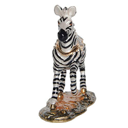 Zebra Trinket Box Jewelry Box Hand Painted Decorative Box with Hinged Lid Ring Earring Holder AnimalFigurine Collectible - color: Zebra