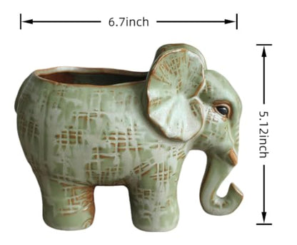 Cute Animal Elephant Shaped Ceramic Succulent Cactus Air Plant Flower Pots Planters-Plant Not Included (6.7 Inch) - size: 6.7 Inch