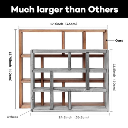 17.7x15.7-Inch Shadow Box Shelf 9-Slot Rustic Floating Shelves Larger Wall Mounted Shelf Lightweight Solid Wood Display Shelf Freestanding Farmhouse(9C-Rustic White) - color: 9c-rustic White, size: 1 PCS