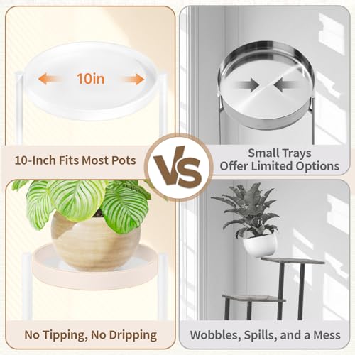 LASZOLA Plant Stand Indoor with 10 Inch Large Metal Tray, 5 Tier White - color: Snow White, size: 5 Tier
