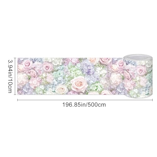 HOMETITUTE Peel and Stick Wallpaper Border 4x196in Pastel Rose Pattern - color: flower