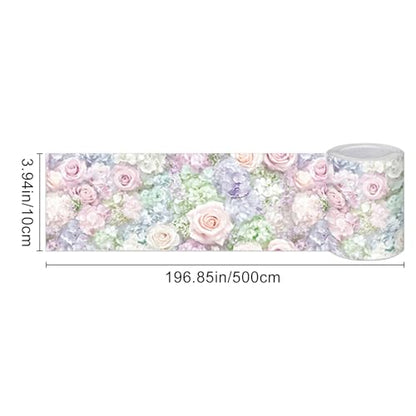 HOMETITUTE Peel and Stick Wallpaper Border 4x196in Pastel Rose Pattern - color: flower