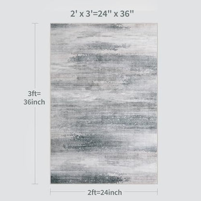 Tangsoo Abstract 2x3 Washable Rugs for Entryway, Small Area Rug Non Slip - color: Ash Grey, size: 2' X 3' (Rectangular)