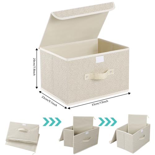 Storage Bins with Handles,Grey and Beige,13x9.1x7.9in,3 Pack - color: Beige/Gray, size: 13x9.1x7.9in(3-pack)