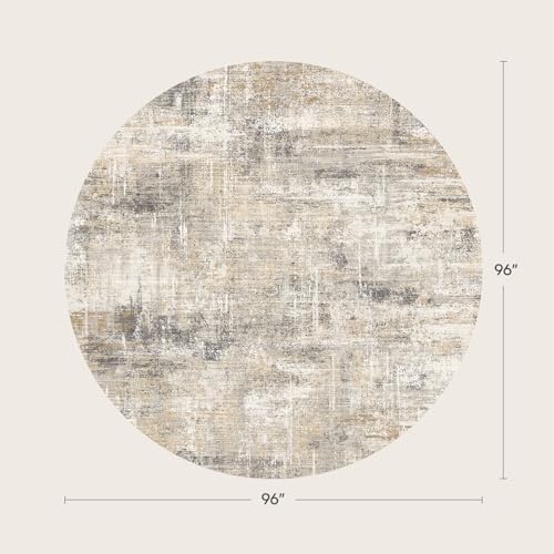 8ft Area Rug for Living Room, Abstract Washable Non-Slip Large Rugs, Gold - color: Grey/Gold, size: 8' (Round)