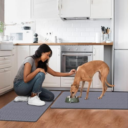 Kitchen Mat 2PCS Kitchen Rugs Cushioned Anti-Fatigue Rug Standing Desk Mat - color: Light Grey, size: 47"L x 17.3"W x 0.4"Th
