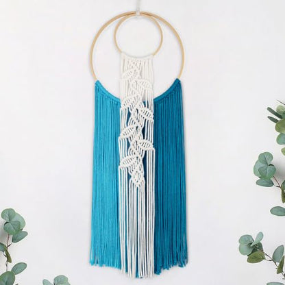 LB Blue Macrame Wall Hanging for Bedroom Headboard,10X30 Inch - color: Blue