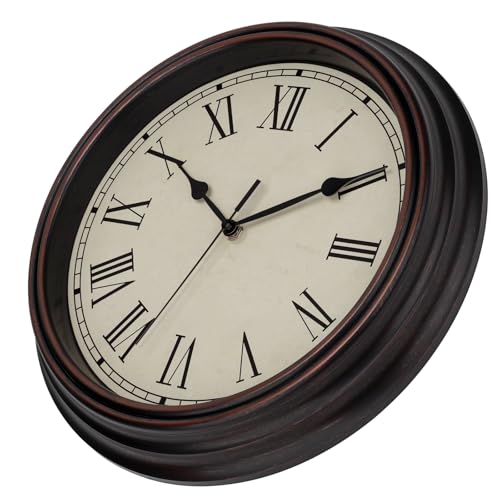 Foxtop 14" Roman Numerals Wall Clock Retro Silent Battery Operated Clock - color: Bronze Roman Numeral, size: 14 Inch