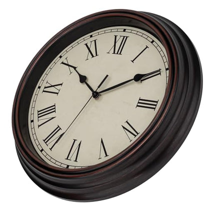 Foxtop 14" Roman Numerals Wall Clock Retro Silent Battery Operated Clock - color: Bronze Roman Numeral, size: 14 Inch