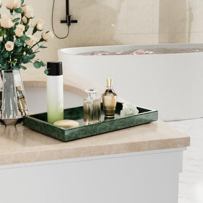 Marble Trays with Anti Slip Foot Pads,11.8x7.9x1.2in,Emerald Green - color: Emerald Green