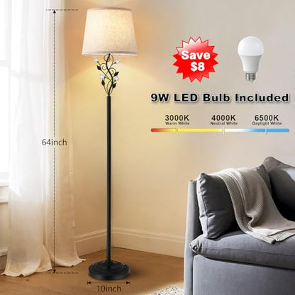 Sheetea 65’’ Floor Lamp for Living Room, Farmhouse Standing Lamp, Black - color: Black