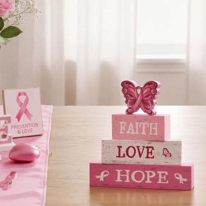 Smile Breast Cancer Awareness Wooden Block Decor - style: Muertos