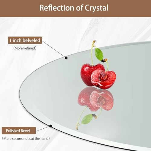 24 Inch Round Frameless Bathroom Mirror, Beveled Round Mirror - size: 24"L x 24"W