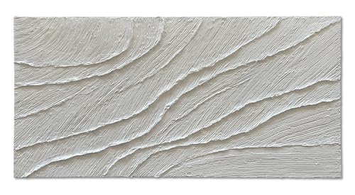 NANKAI Art Hand-Painted 24x48-inch White Texture Art Oil Painting, Modern Abstract Art, Large-Scale Home Wall Decoration - color: Nkhb328