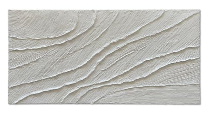 NANKAI Art Hand-Painted 24x48-inch White Texture Art Oil Painting, Modern Abstract Art, Large-Scale Home Wall Decoration - color: Nkhb328