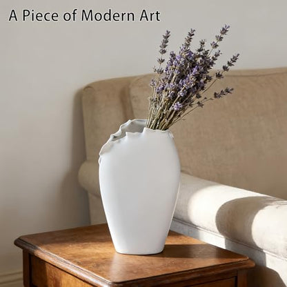 Abstract Irregular Ceramic Vase, White - size: 21" x 10" x 35"