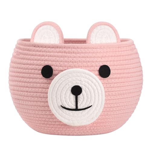 CherryNow Baby Basket for Gifts Empty, Cute Bear Design, Pink - color: Pink, size: 10.5"D x 8.5"H