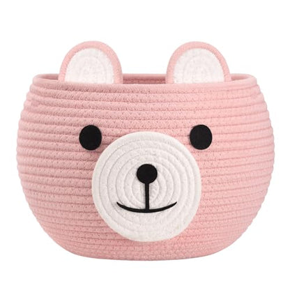 CherryNow Baby Basket for Gifts Empty, Cute Bear Design, Pink - color: Pink, size: 10.5"D x 8.5"H