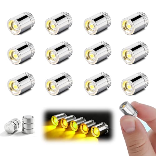 Aogist 12 PCS Yellow Mini LED Spot Lights, Battery Operated Tiny SMD Lamps - color: Yellow, size: 12