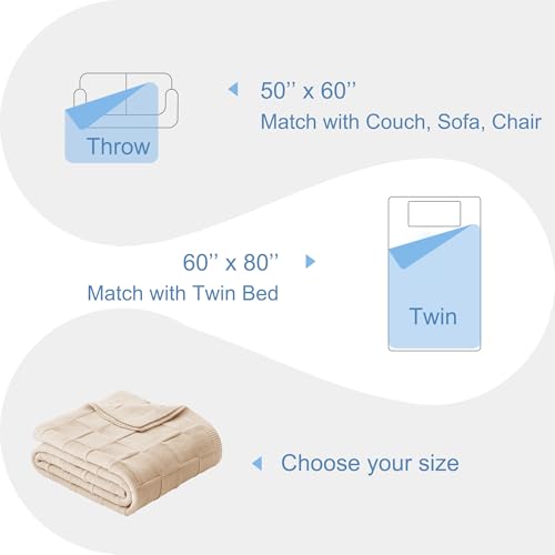 Whale Flotilla Checkered Knit Throw Blanket for Couch, Camel - color: Camel, size: 50x60 Inch