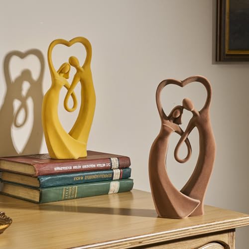 Couple Statue with Soft Flocked Finish, Brown - color: Couple01-brown