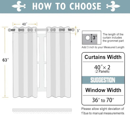 ChrisDowa Olive Green Blackout Curtains 63 Inches Long 2 Panels for Bedroom - color: Olive Green, size: 40"W x 63"L (Pack of 2)