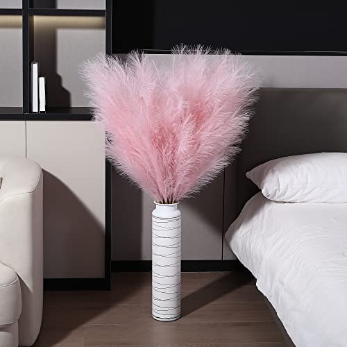 Wertuirk 8 Pcs 45 inch Tall Faux Pink Pampas Grass Decor - color: Light Pink