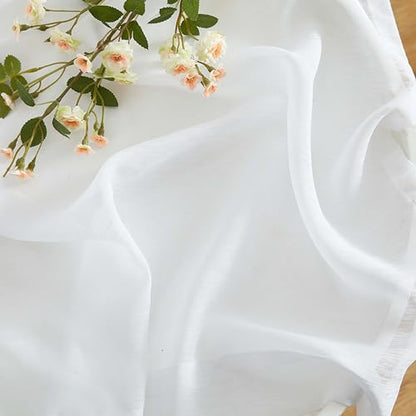 HLC.ME Semi Sheer Grommet Window Curtains, 2 Panels, 54x84 Inch, White - color: White, size: 54"W x 84"L (Pack of 2)
