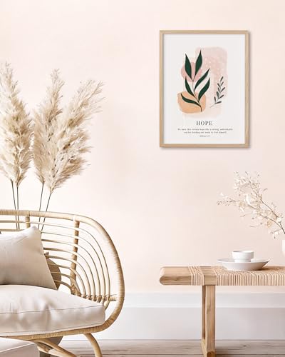 HesenDot Hope Natural OAK Wood Framed Wall Art,12x16in Christian Print - color: Bible Verse Hope